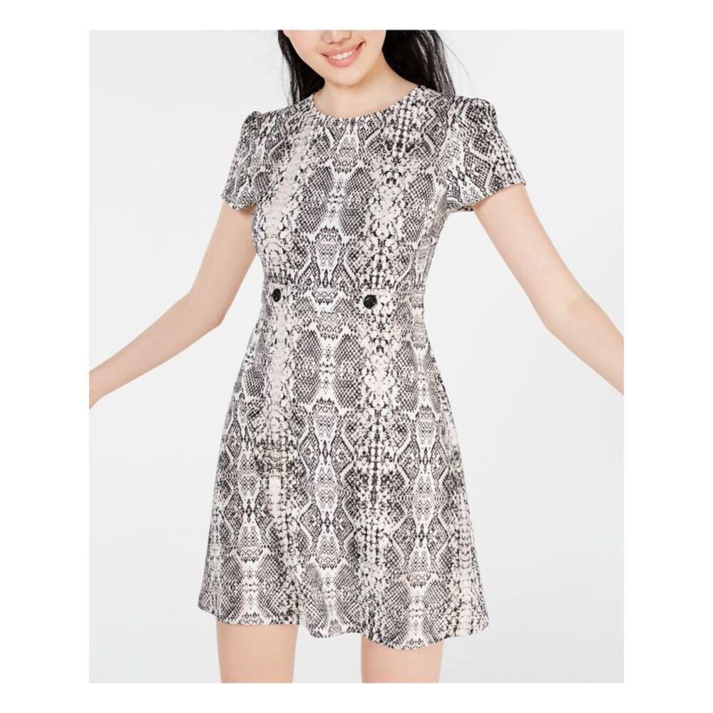 CITY STUDIO Womens Sheath Short Dress Gray Short Sleeve Snake Print Juniors 7
